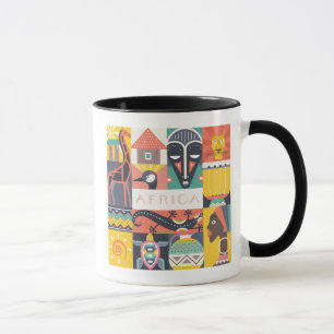 African Symbolic Art Collage Mug