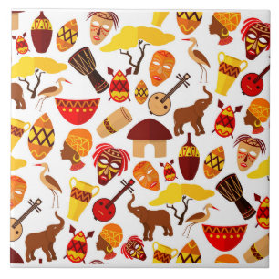 African Symbols Ceramic Tile