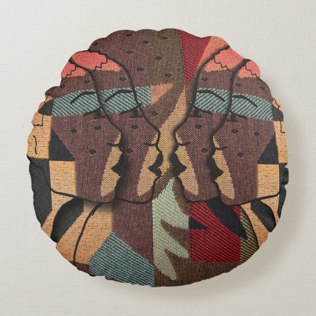 African Tapestry Round Cushion (Front)