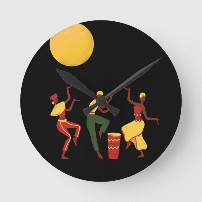 African theme - Dancing in the Moonlight clock (Front)