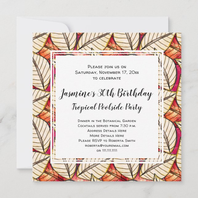 African Theme Tropical Pool or Beach Party Invitation (Front)