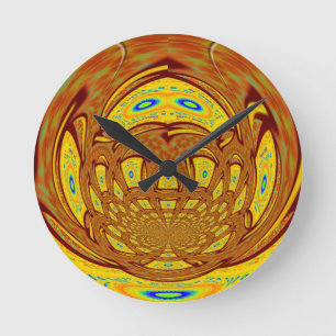 African Traditional Colours Golden Yellow Round Clock