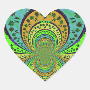 African Traditional Colours Kaleidoscope Floral Ar Heart Sticker