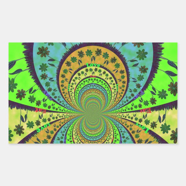 African Traditional Colours Kaleidoscope Floral Ar Rectangular Sticker (Front)