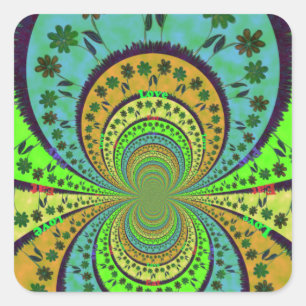African Traditional Colours Kaleidoscope Floral Ar Square Sticker