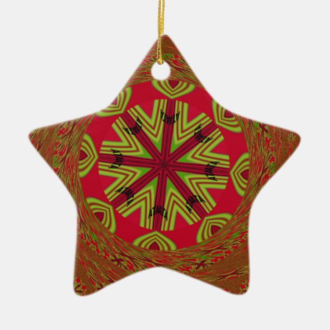 African Traditional Design Ceramic Tree Decoration (Front)
