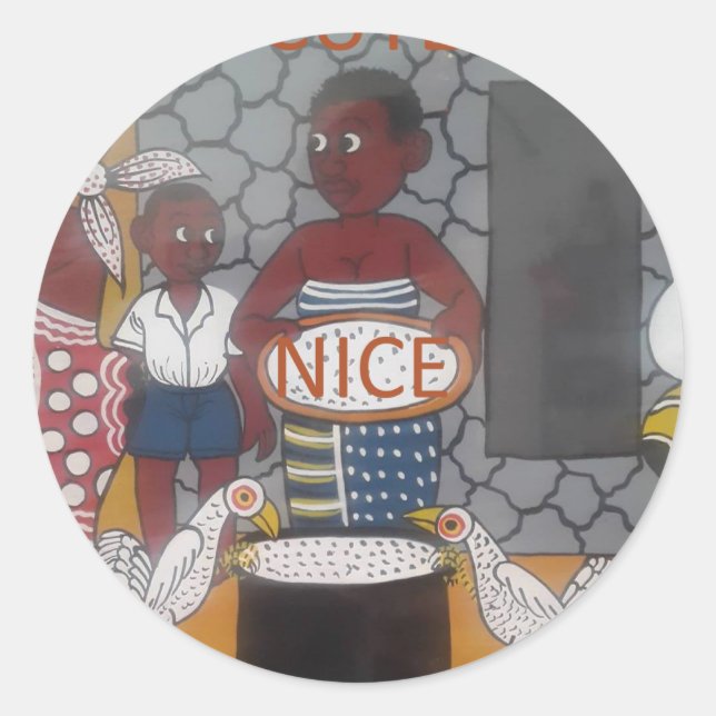 African Traditional Homestead Lifestyle Classic Round Sticker (Front)