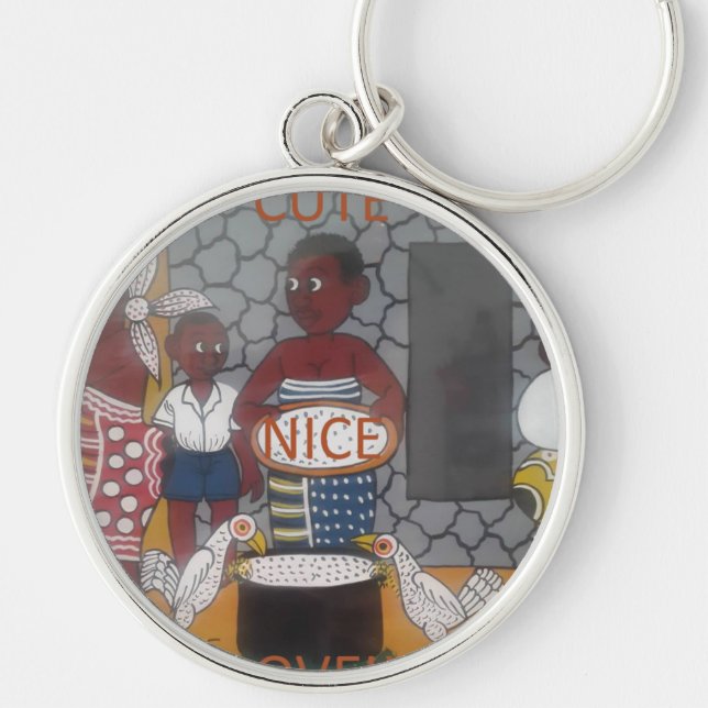 African Traditional Homestead Lifestyle Key Ring (Front)