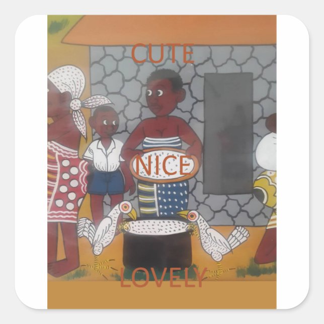 African Traditional Homestead Lifestyle Square Sticker (Front)