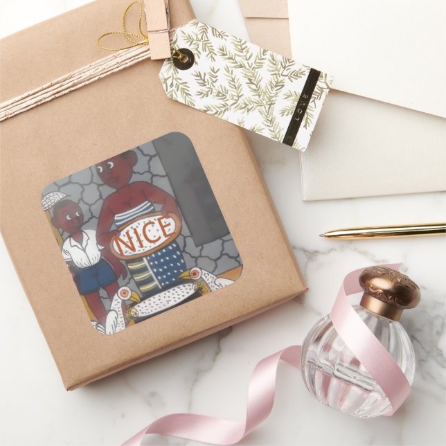 African Traditional Homestead Lifestyle Square Sticker (Gifting)