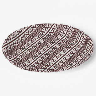 African Traditional Style Seamless Brown Pattern P Paper Plate
