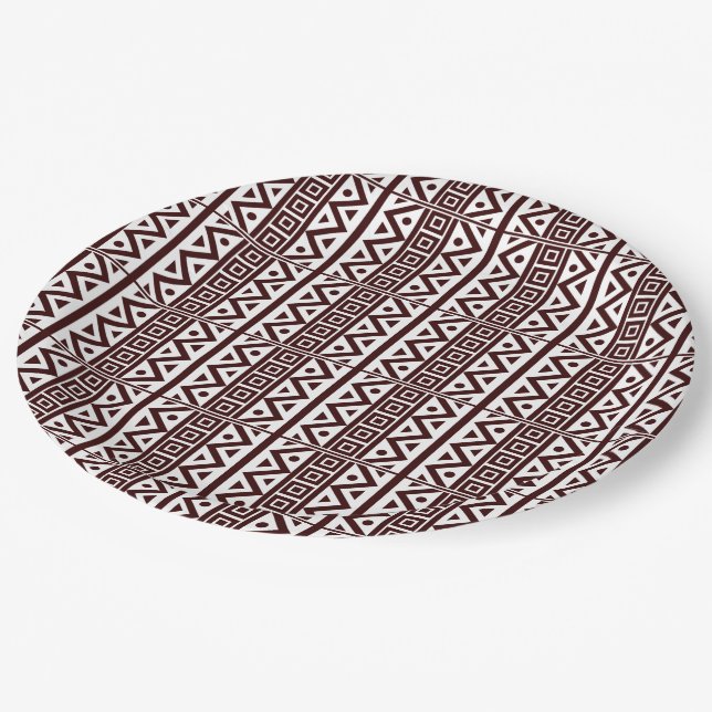 African Traditional Style Seamless Brown Pattern P Paper Plate (Angled)