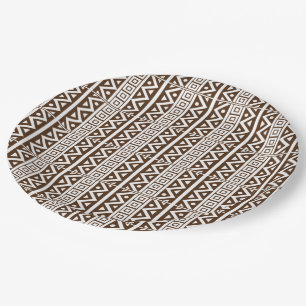 African Traditional Style Seamless White Pattern P Paper Plate