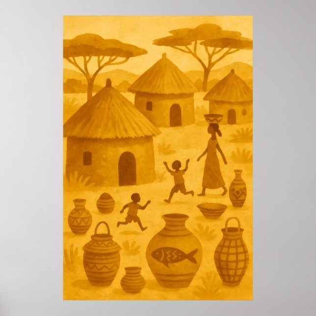 African Traditional Village – Tribal Heritage Poster (Front)