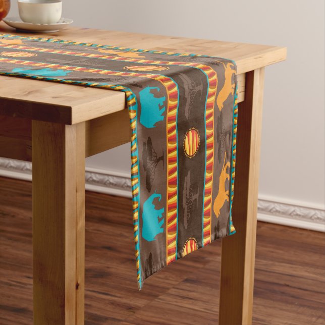 African Tribal animal pattern dining able runner (In Situ)