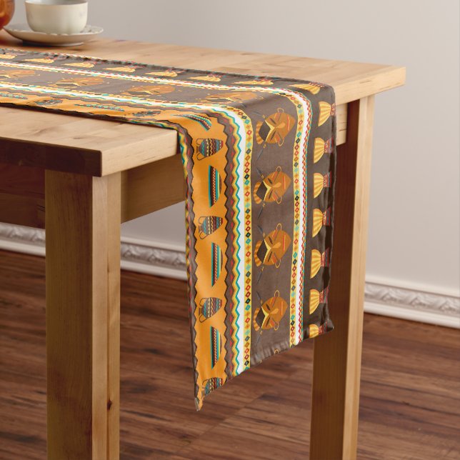 African Tribal animal pattern dining table runner (In Situ)