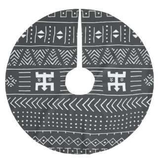 African Tribal Art: Geometric Black & White Brushed Polyester Tree Skirt