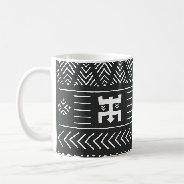 African Tribal Art: Geometric Black & White Coffee Mug (Left)
