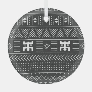 African Tribal Art: Geometric Black & White Glass Tree Decoration