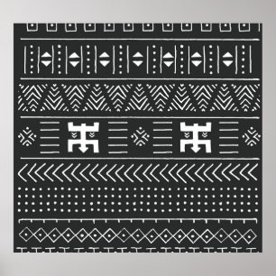 African Tribal Art: Geometric Black & White Poster
