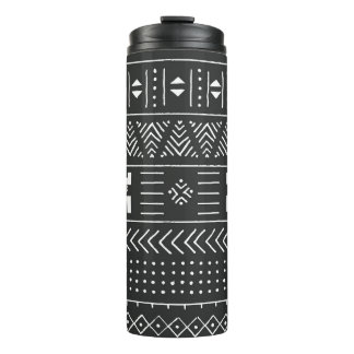 African Tribal Art: Geometric Black & White Thermal Tumbler