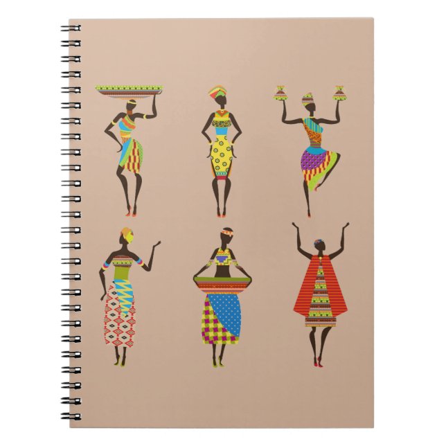 African Tribal art ladies colourful ethnic fashion Notebook (Front)