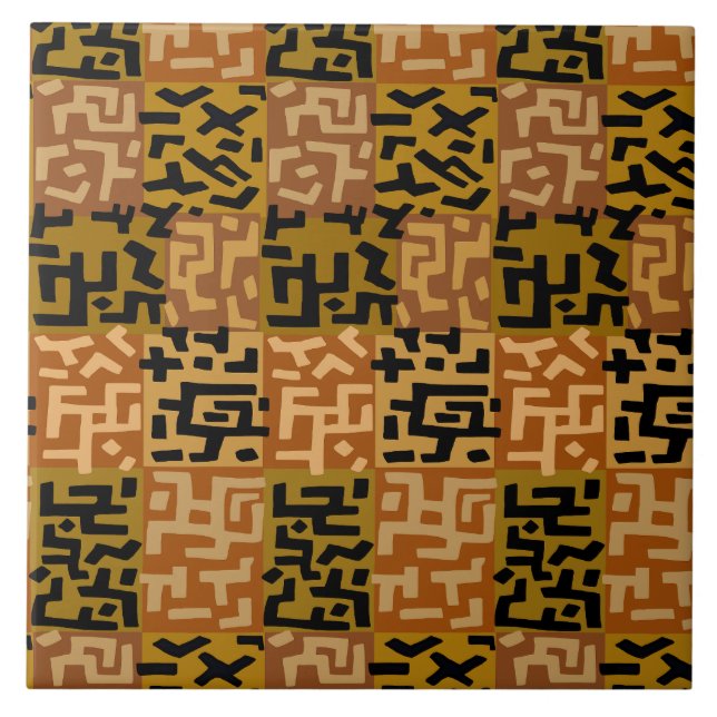 African Tribal BaKuba Ceramic Tile (Front)