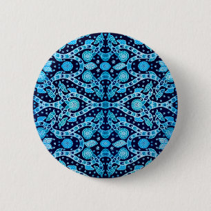 African Tribal Batik Blue 6 Cm Round Badge