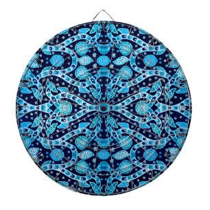 African Tribal Batik Blue Dartboard