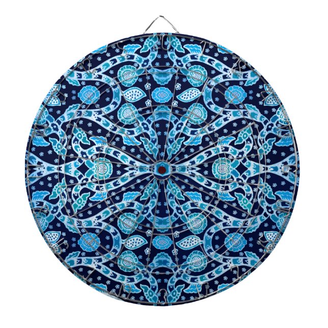 African Tribal Batik Blue Dartboard (Front)
