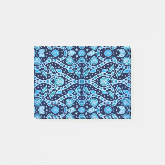African Tribal Batik Blue Post-it Notes (Front)