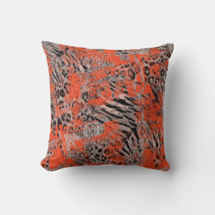 African, tribal. Black, red, grey. Cushion
