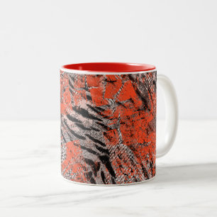 African, tribal. Black, red, grey. Two-Tone Coffee Mug