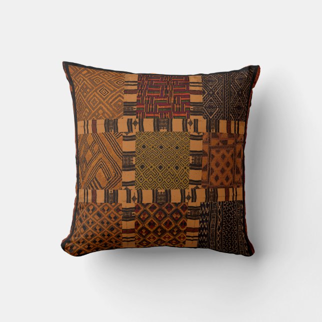 African Tribal Collage Pillow Cushion (Front)