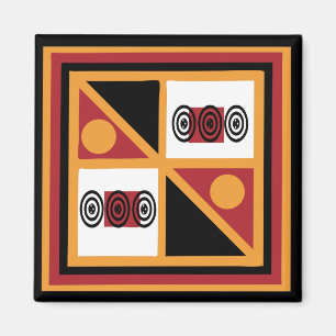 African tribal coloured geometry pattern magnet