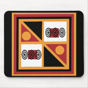 African tribal coloured geometry pattern mouse pad