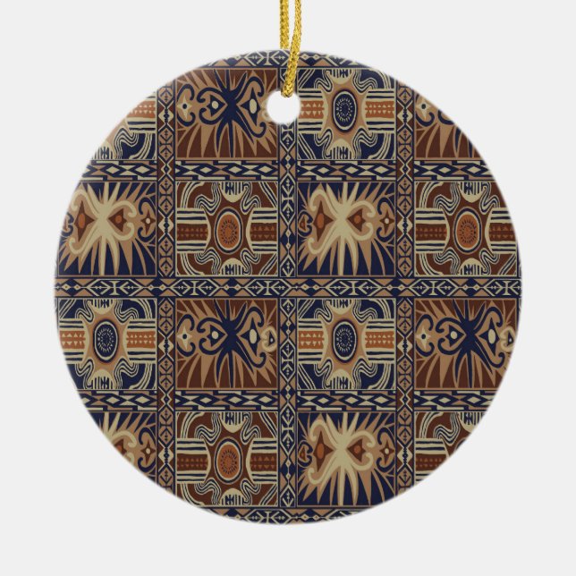 African Tribal Contemporary Collage Ceramic Ornament (Front)