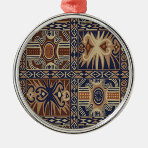 African Tribal Contemporary Collage Metal Ornament