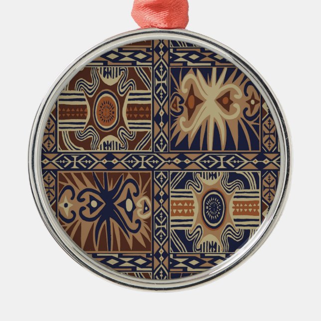 African Tribal Contemporary Collage Metal Ornament (Front)