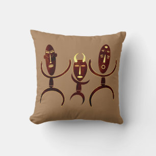 African tribal dance scene rock carving cushion