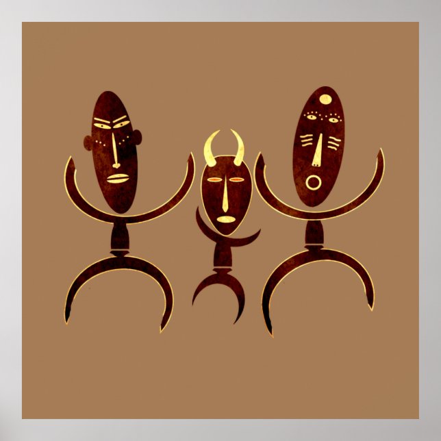 African tribal dance scene rock carving poster (Front)