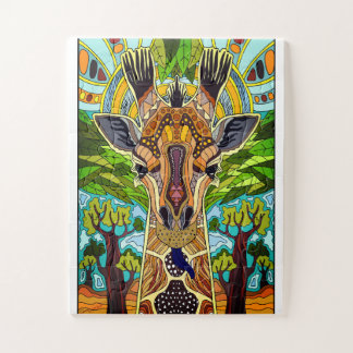 African tribal Giraffe Jigsaw Puzzle