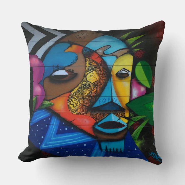 African Tribal Graffiti Cushion (Front)