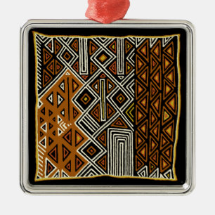 African Tribal Kuba Design Metal Ornament