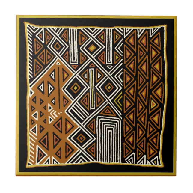 African Tribal Kuba Design Tile (Front)