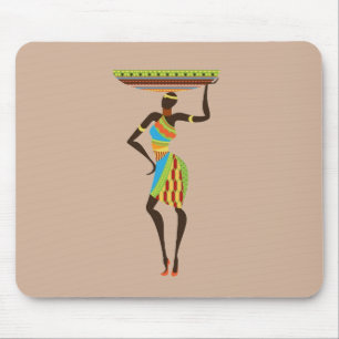 African Tribal Lady with basket tribal art Mouse Pad
