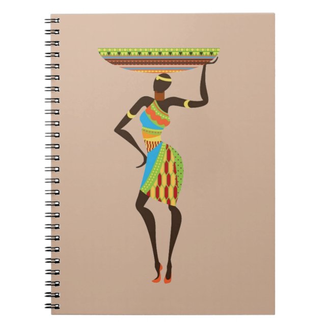 African Tribal Lady with basket tribal art Notebook (Front)