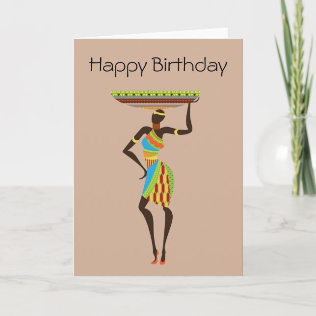 African Tribal Lady with basket tribal birthday Card (Front)