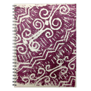 African Tribal Lino-Print Notebook (Purple)