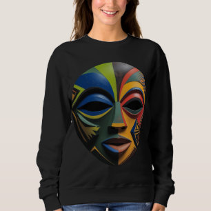 African Tribal Mask Cubism Abstract  Sweatshirt